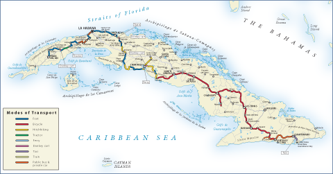 Cuba map from Walking to Guantanamo