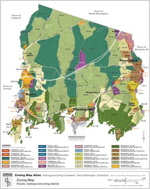 Zoning map of Stonington, Connecticut from an atlas of GIS planning maps