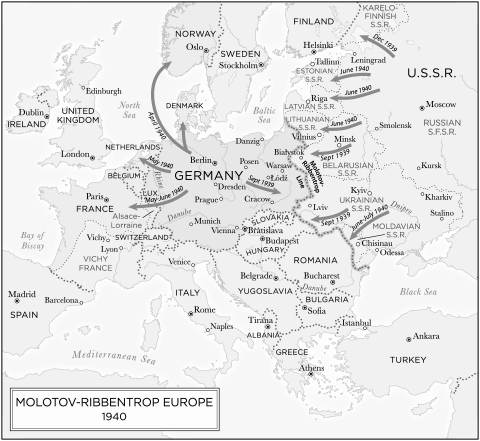 Map of Europe in 1940, from Black Earth